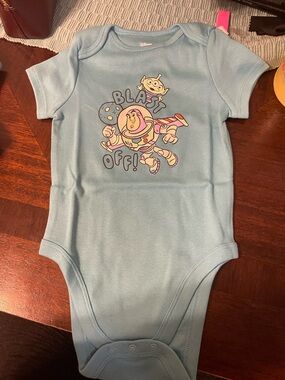 Disney Light Blue Buzz Lightyear 'Blast Off!' Graphic One-Piece